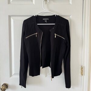 INC International Concepts Black Jacket with Zipper Accents